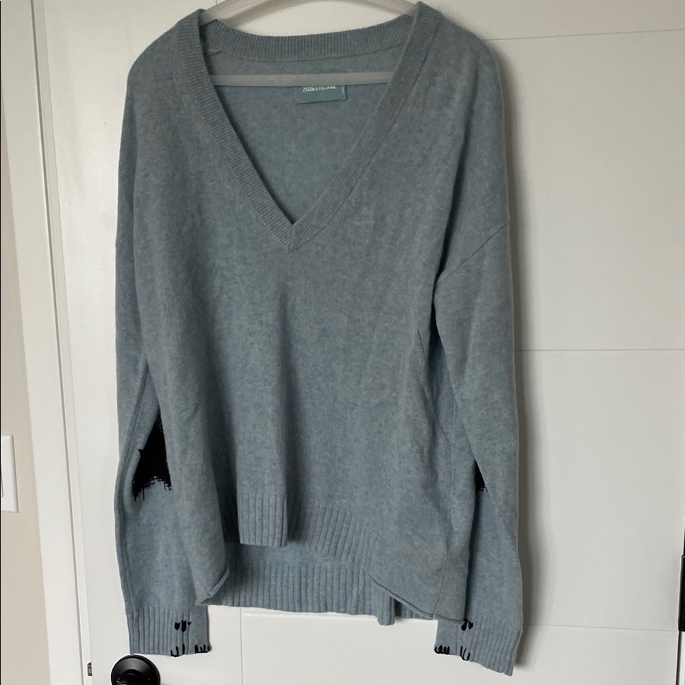 Zadig & Voltaire Light Blue V-Neck Sweater